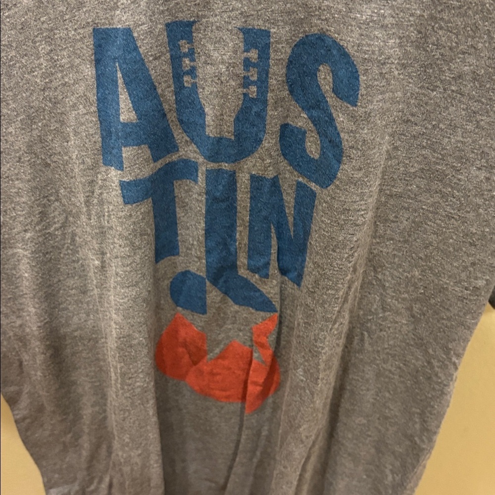 Austin tee shirt Bella Canvas Gray Tee with Blue Graphic - Picture 3 of 8